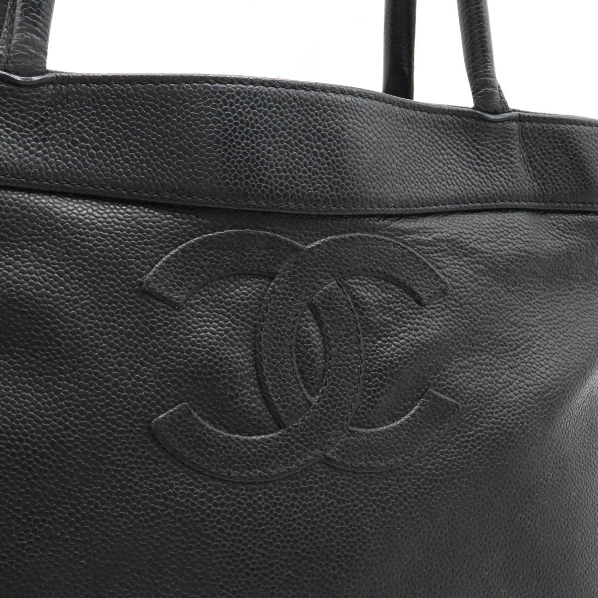 CHANEL シャネル ココマーク トートバッグ ショルダーバッグ セミショルダー 肩掛け キャビアスキン レザー ブラック 黒_画像8