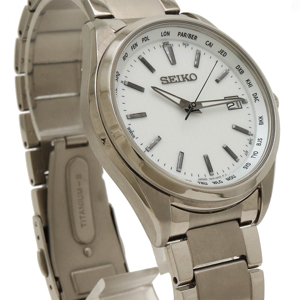SEIKO セイコー セレクション ソーラー デイト ホワイト文字盤 メンズ 腕時計 7B75-0AA0の画像5