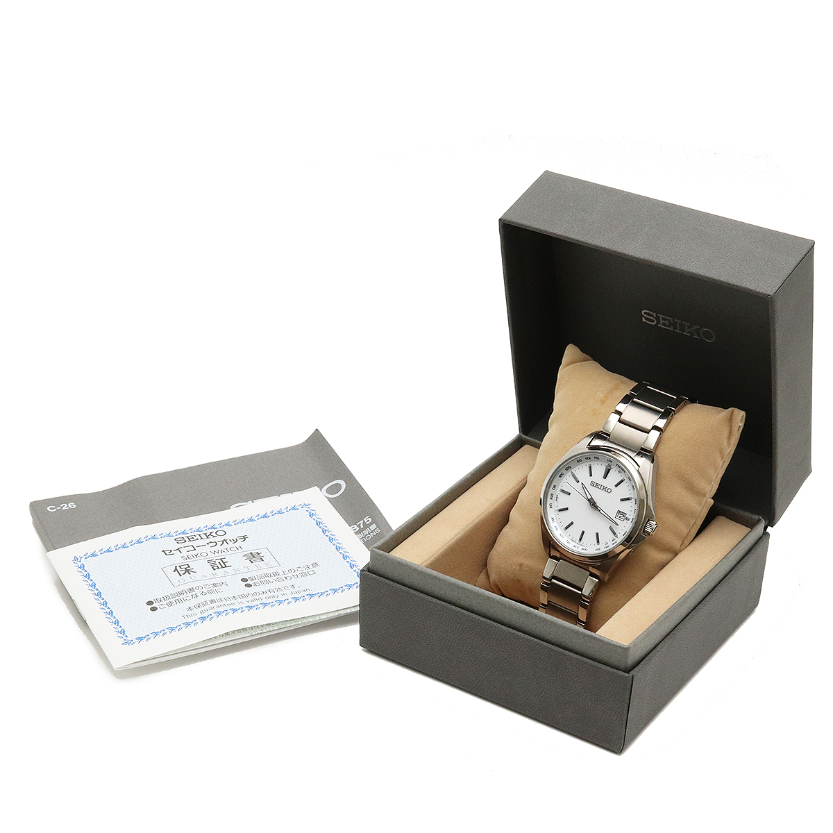 SEIKO セイコー セレクション ソーラー デイト ホワイト文字盤 メンズ 腕時計 7B75-0AA0の画像9
