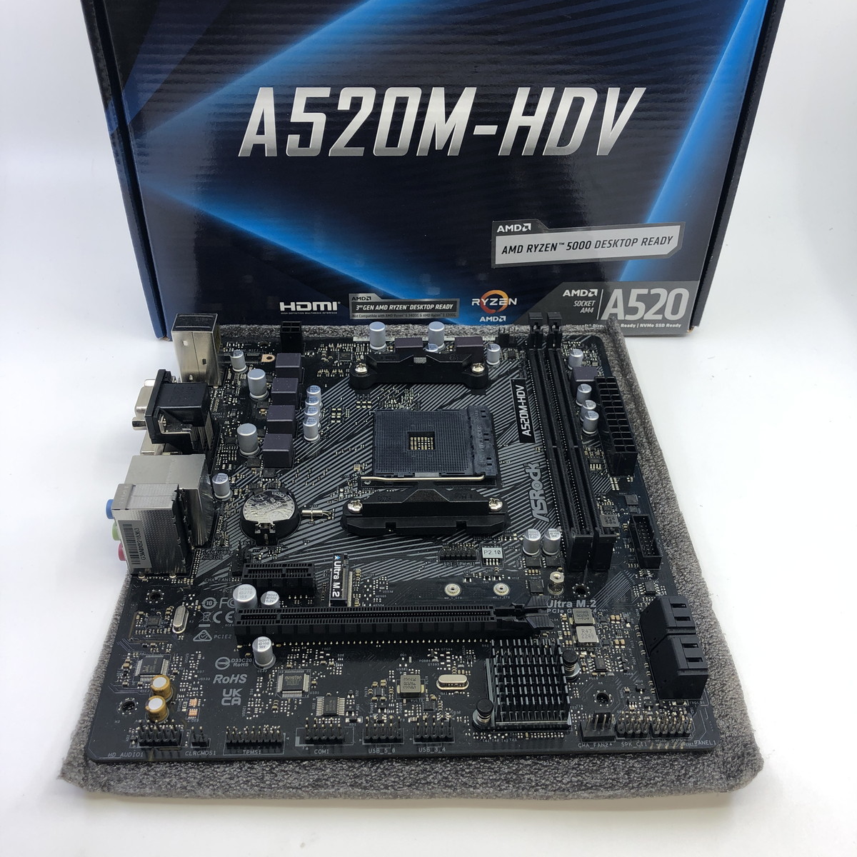 動作未確認 中古 ASRock A520M-HDV Micro ATX マザーボード AMD AM4ソケット AMD A520チップセット DDR4 デュアル(Y0218_10)_画像1