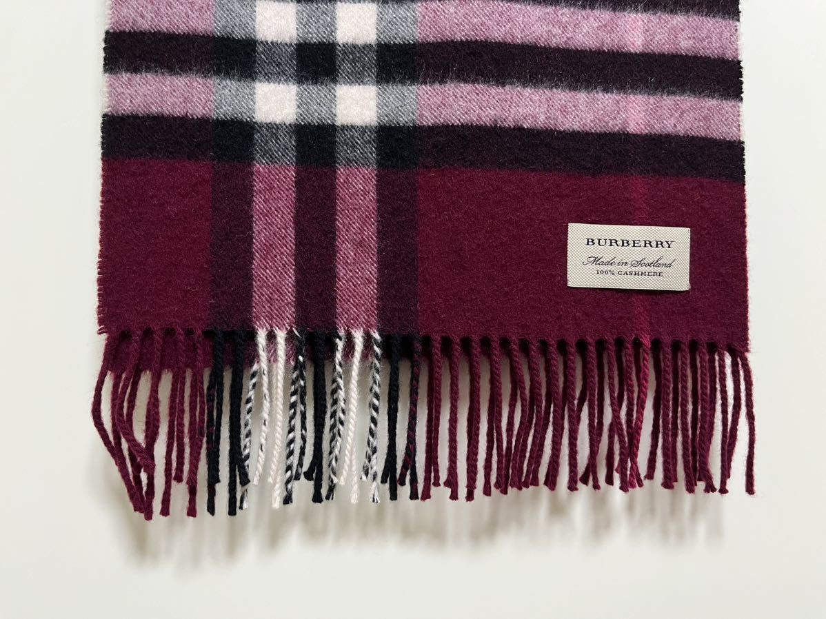 BURBERRY　バーバリー　マフラー　カシミア100％　赤紫系　送料無料!!!