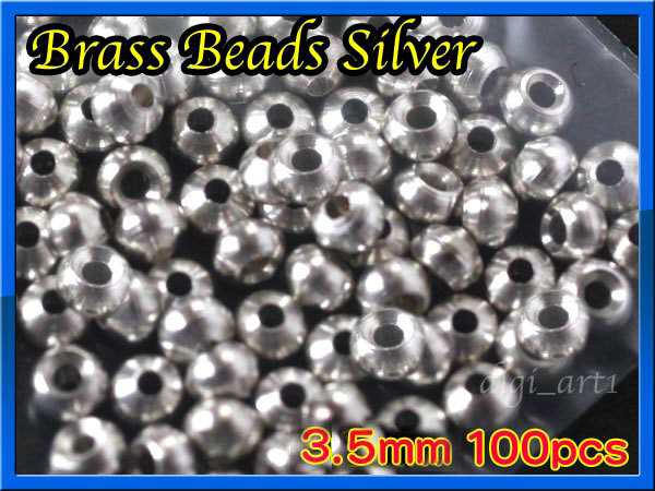 ★★ブラス ビーズ silver 銀色 100個セット Brass Beads 3.5mm　★★_画像1