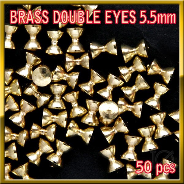 ★★ブラス ビーズ ダブルアイ ダンベル形状 Gold 50個セット Brass Beads 5.5mm DOUBLE EYES ★_画像1