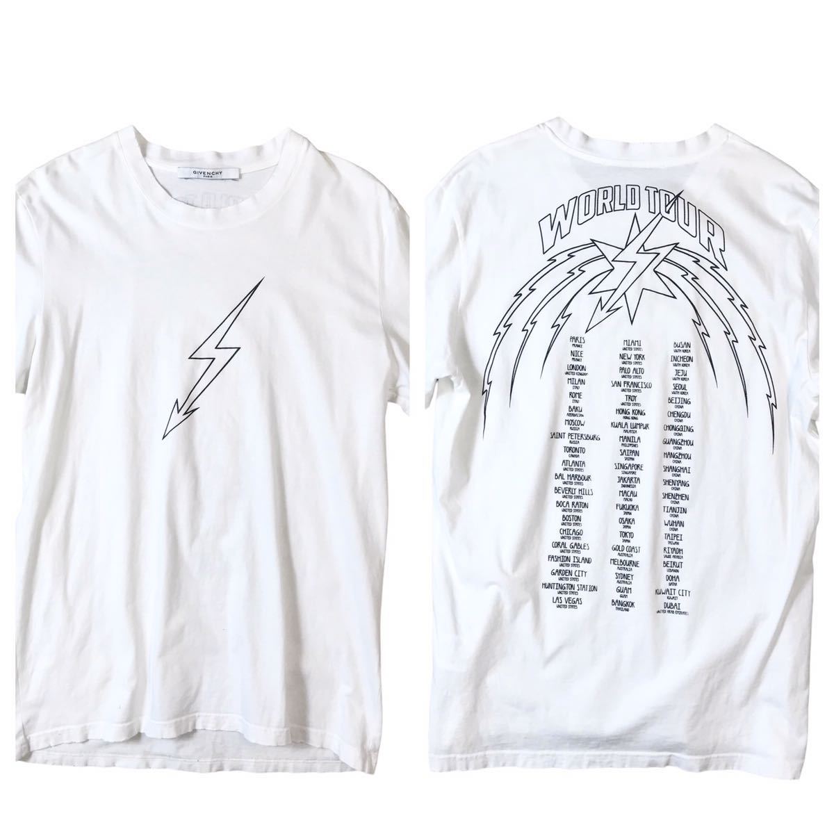 (D) GIVENCHY ジバンシイ WORLD TOUR 半袖Tシャツ L ホワイト ジバンシー_画像1