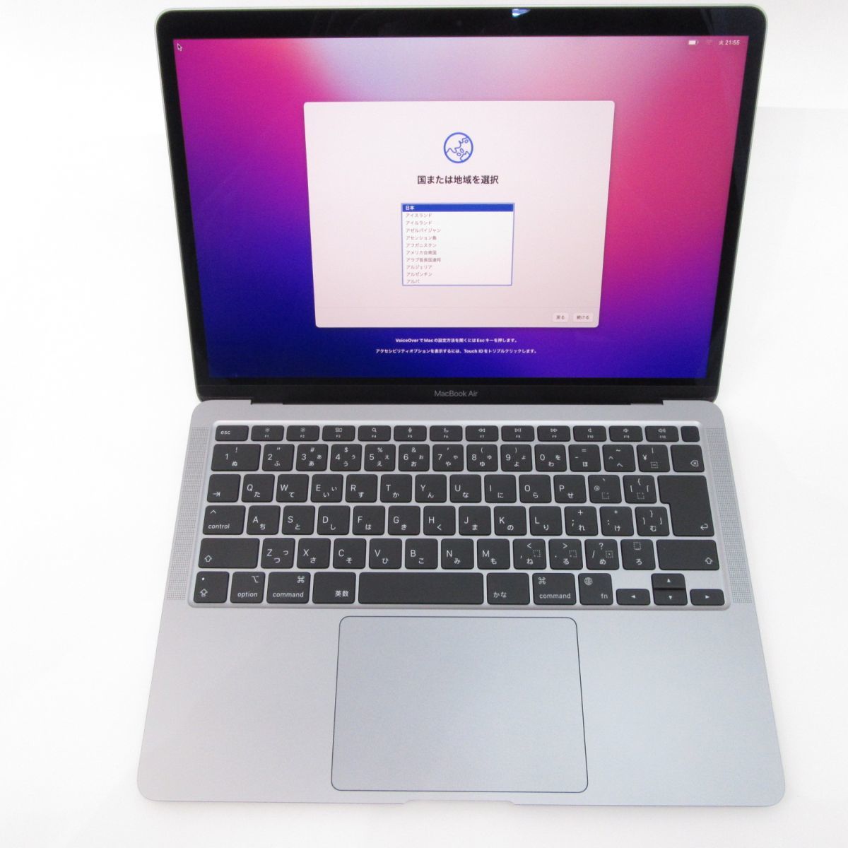 099s Apple/アップル MacBook Air M1 2020 FGN63J/A スペースグレイ ノートパソコン 正規整備品 ※中古_画像2