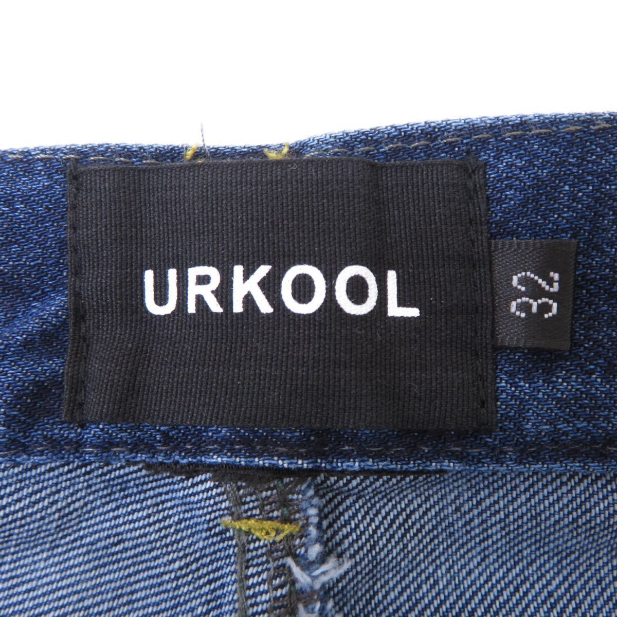 135 URKOOL ユーアークール ボーンデニムパンツ ボタンフライ サイズ：32 インディゴ ※中古_画像10