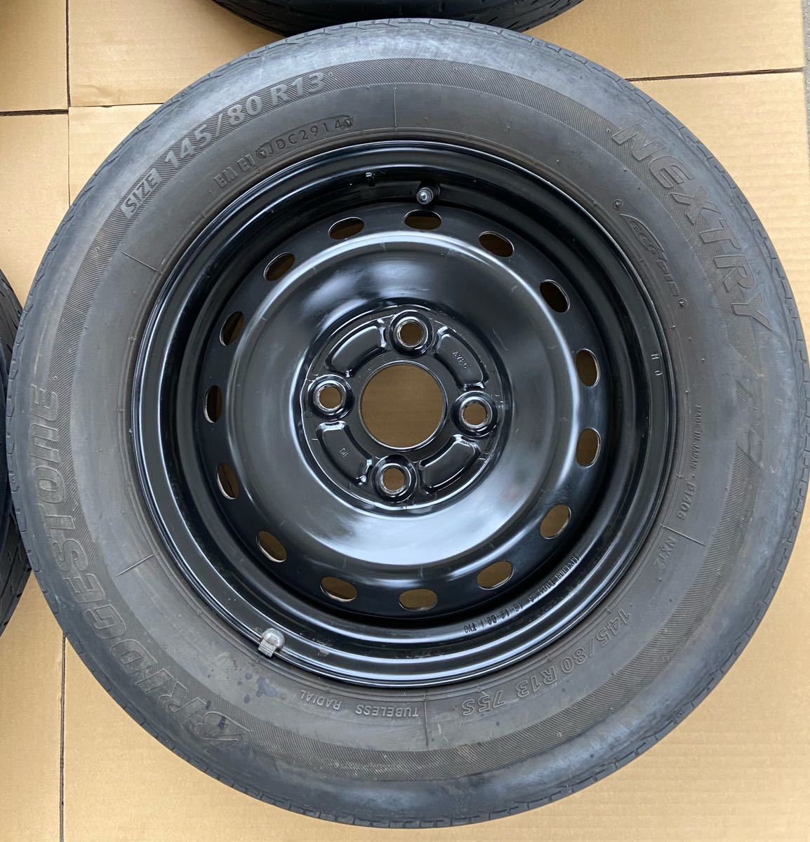 ホンダ純正13インチスチールホイール4本セット 13×4.00B TOPY pcd100 4穴 ハブ径56手計 145/80R13の画像3