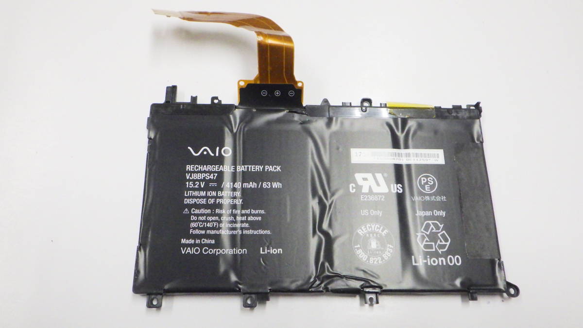 新入荷　SONY VAIO Z Canvas VJZ12A 等用　VJ8BPS47　15.2V 63Wh 未テストジャンク品_画像1