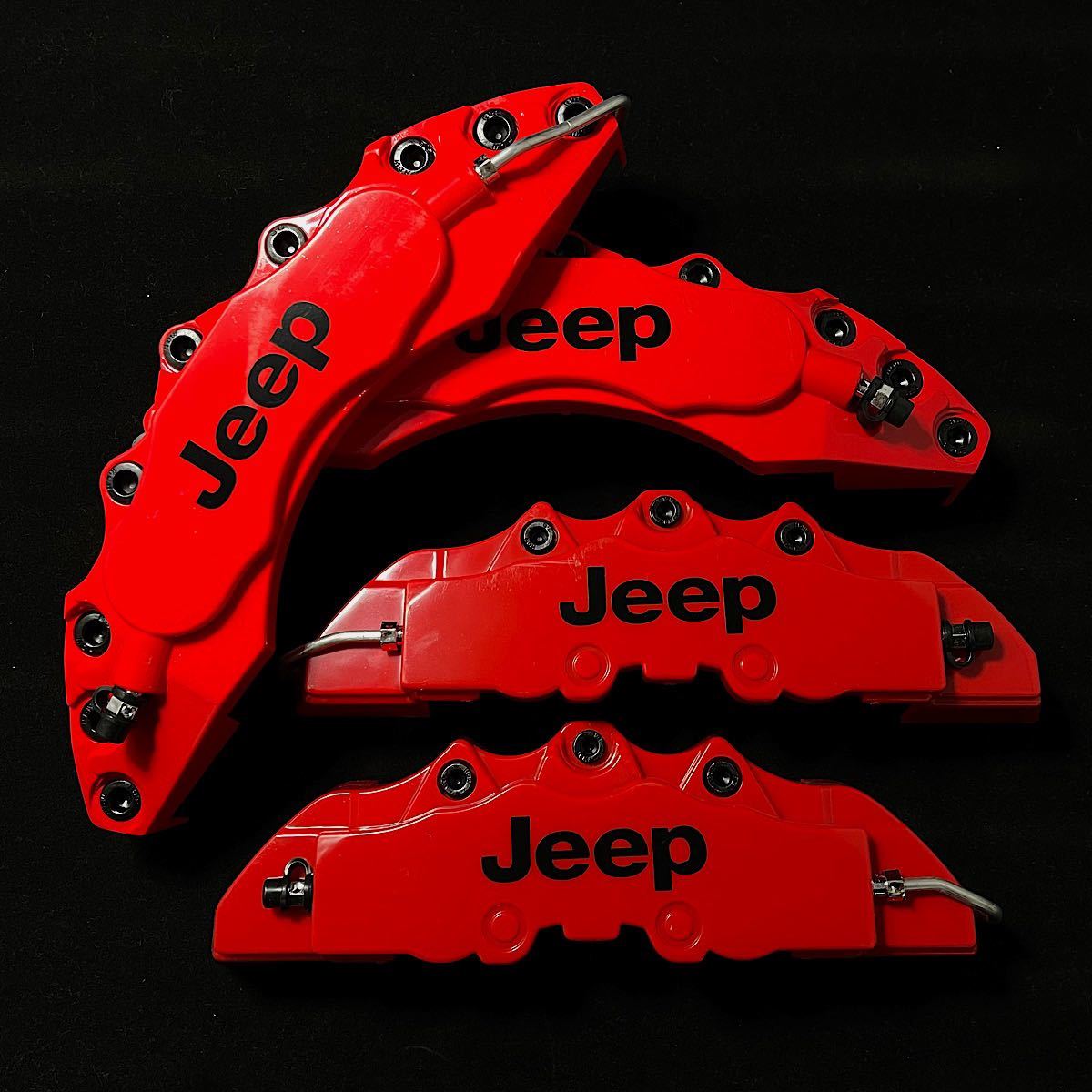 【金属黒ボルト】JEEP キャリパーカバー ジープ ブレーキ 4個1台分 LMサイズ ラングラー グランドチェロキー コンパス レネゲード_画像1