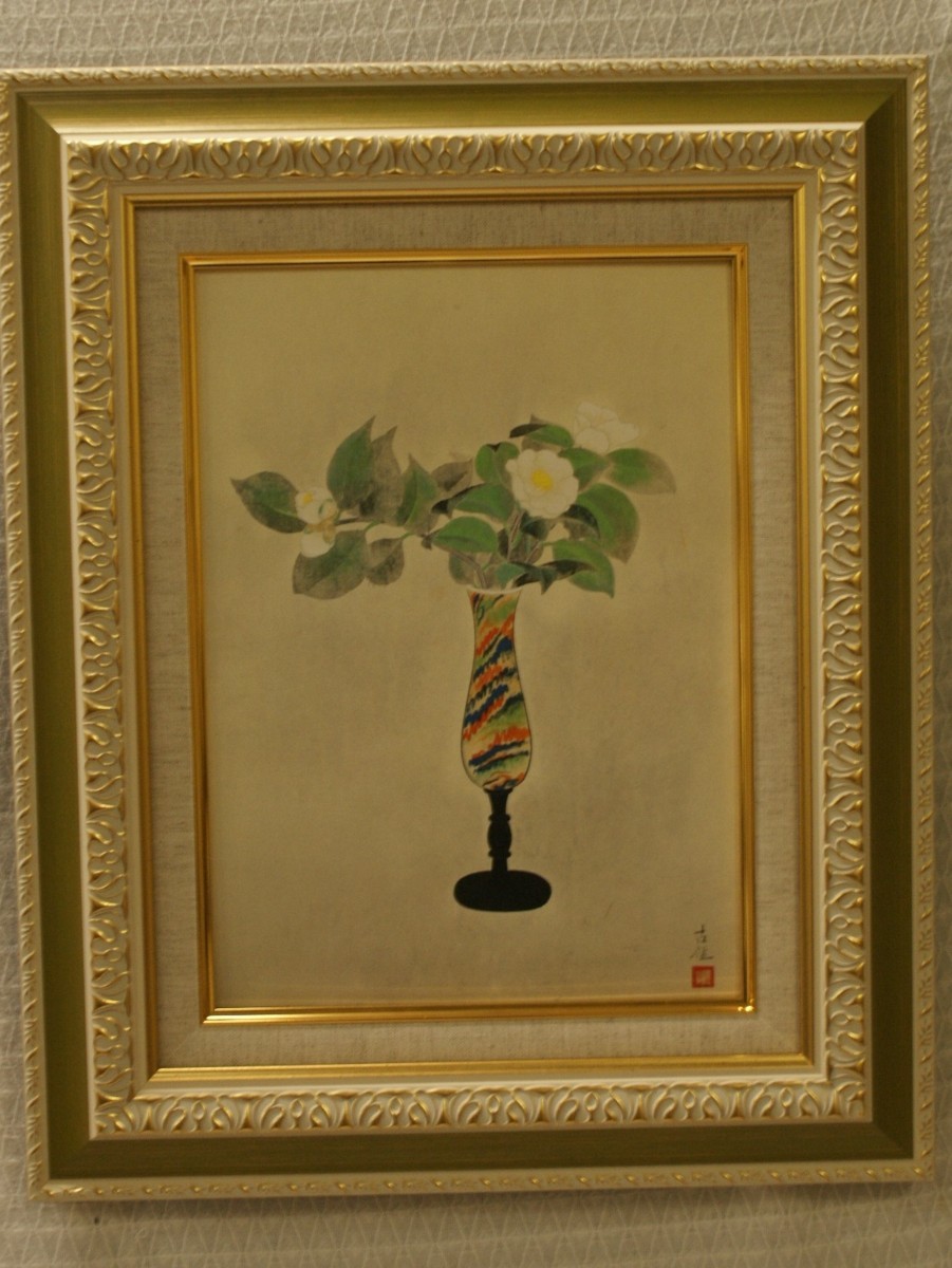 ・作者名：　小林　古径　・画題：「静物　花」・技法：　日本画（複製）〈206〉（A1-HIO-R4-6-26-15.8）