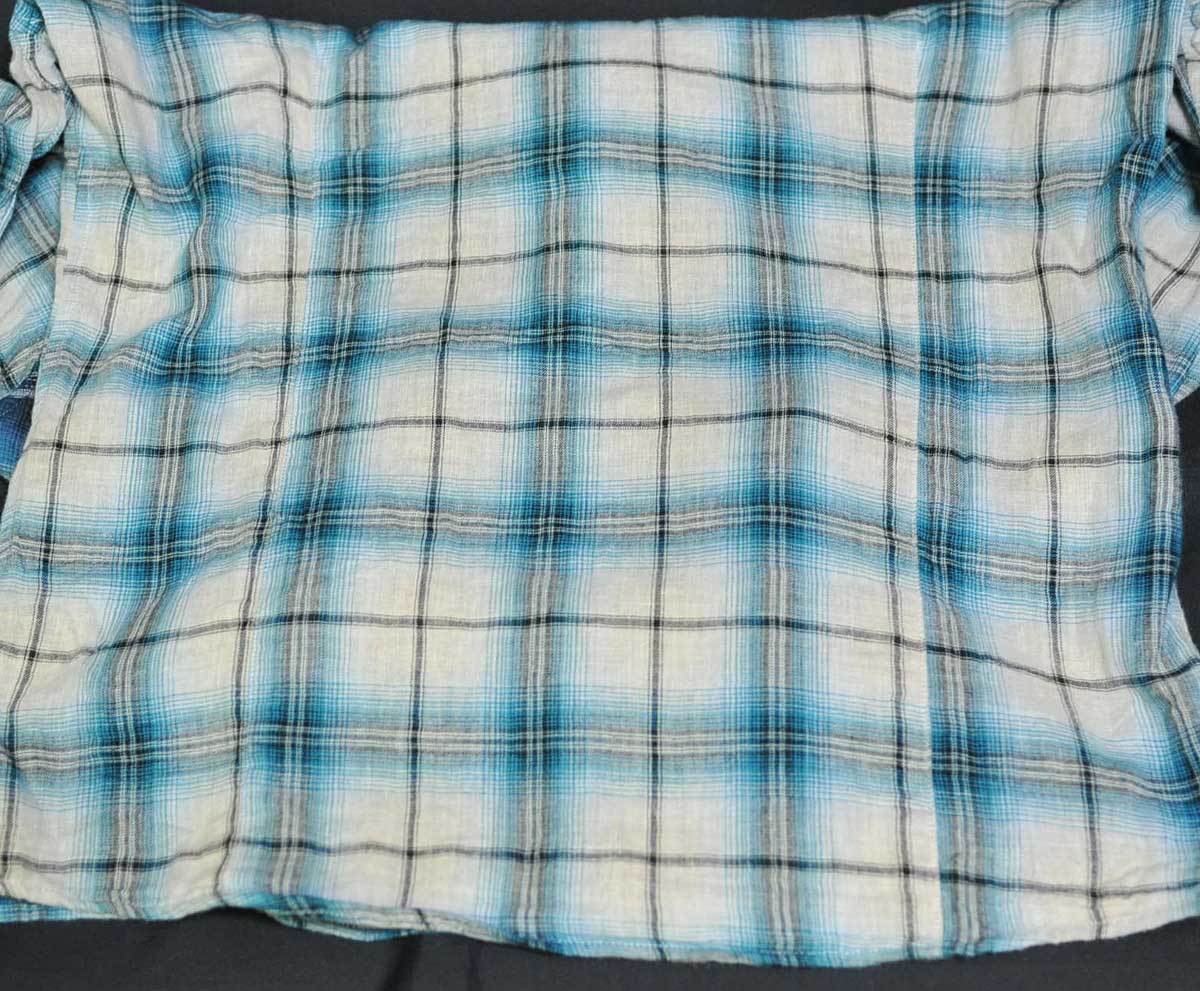古着●トルネードマート 長袖シャツ ブルー ホワイト チェック M 袖まくり用のストラップあり_画像8