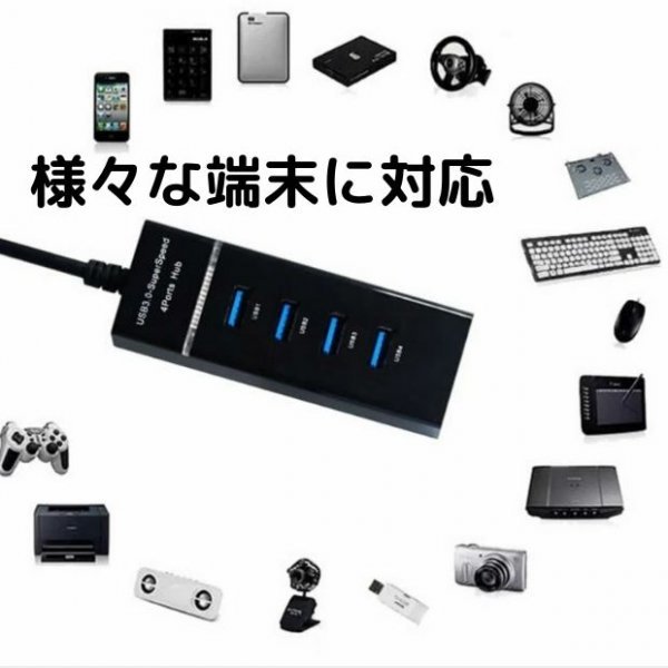 USBハブ 黒 Hub 4ポート コンパクト 充電 小型_画像3