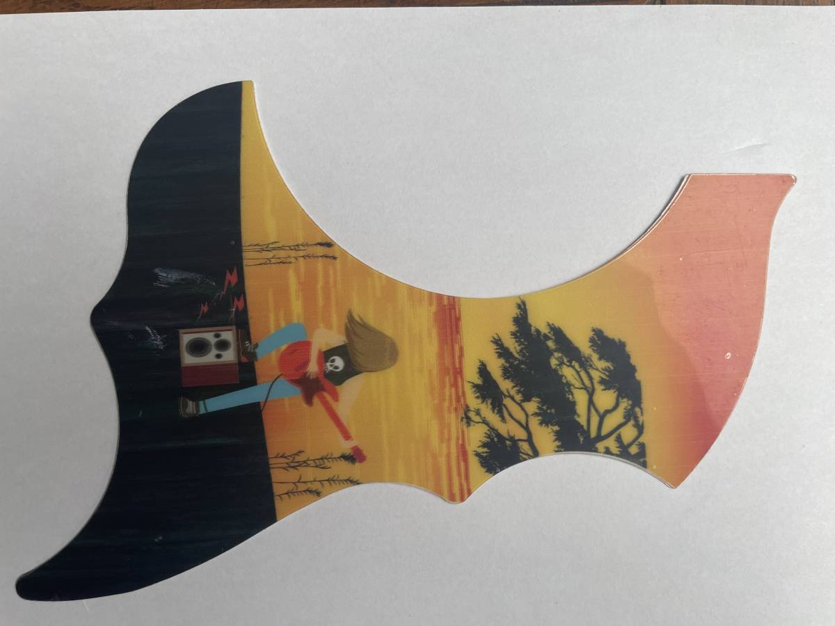 レア柄 アコースティックギター用ピックガード 夕日のギタリスト \500即決 (送料最安120円～ ) アコギ フォークギター エレアコ HBの画像2