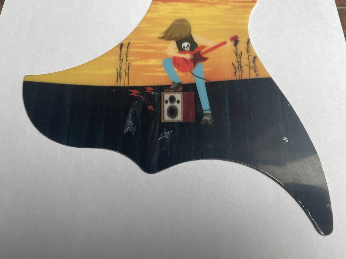 レア柄 アコースティックギター用ピックガード 夕日のギタリスト \500即決 (送料最安120円～ ) アコギ フォークギター エレアコ HBの画像3