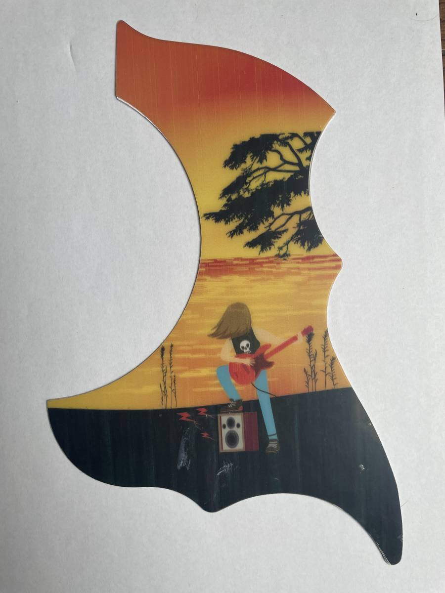 レア柄 アコースティックギター用ピックガード 夕日のギタリスト \500即決 (送料最安120円～ ) アコギ フォークギター エレアコ HBの画像1