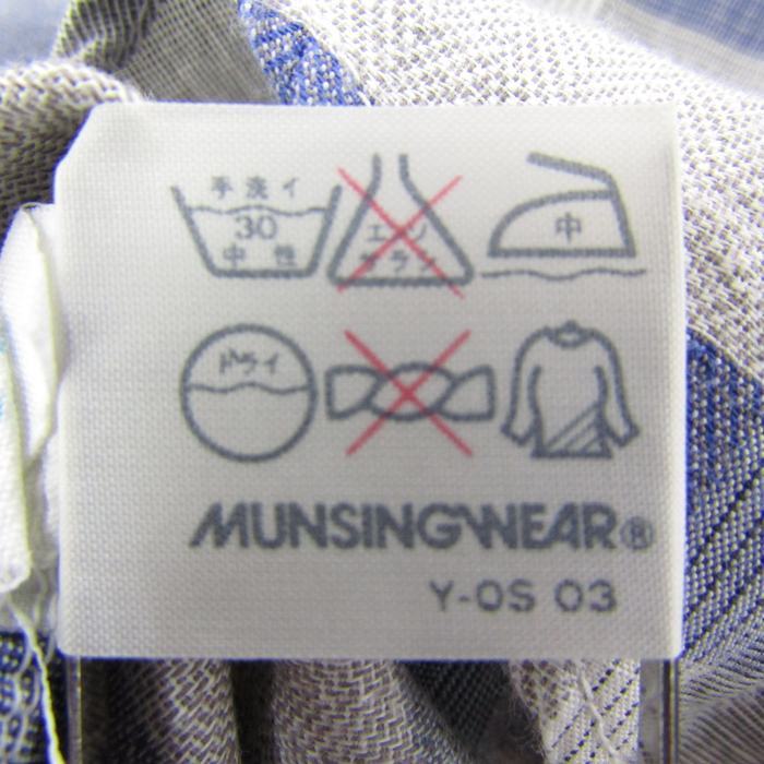 マンシングウェア リネンシャツ 半袖 リネン混 チェック トップス メンズ 38サイズ グレー Munsing wearの画像7