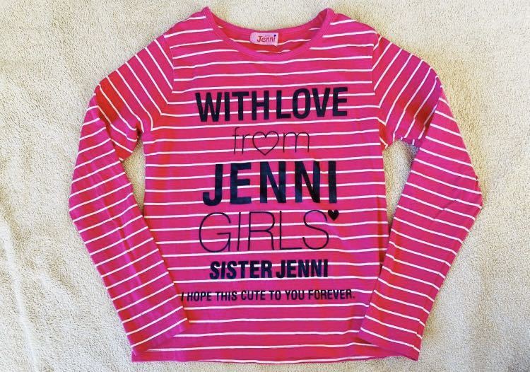 シスタージェニー 長袖Tシャツ ロンT キッズ 130cm ピンク×ブラックボーダー 女の子衣料 sisterJENNIの画像1