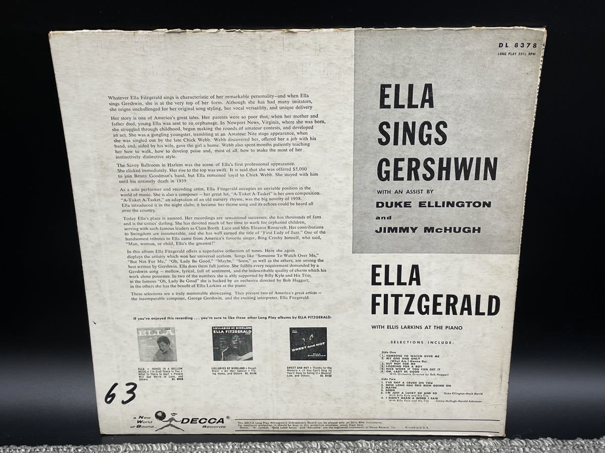 １６１５　レコード　ＬＰ　Ella Fitzgerald Ella Sings Gershwin / Decca DL 8378_画像5