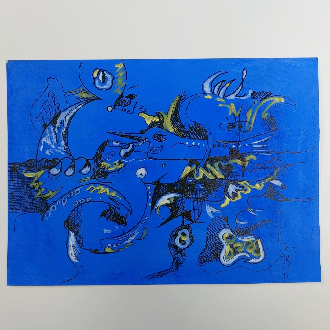 「柴田幸彦 肉筆画 仮題 海の生き物たち 19×26.5cm」【真作】_画像2