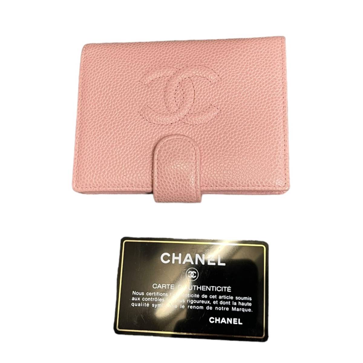 【中古品】CHANEL シャネル キャビアスキン ピンク 折財布 レディース財布 がま口小銭入れ カードあり 本体のみ L58733RK_画像1