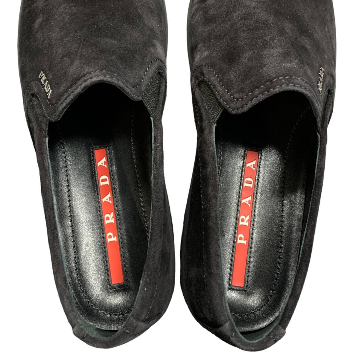 * unused goods *PRADA SPORT Prada sport suede Logo low cut sneakers slip-on shoes declared size 36 black sack attaching Q59075NC