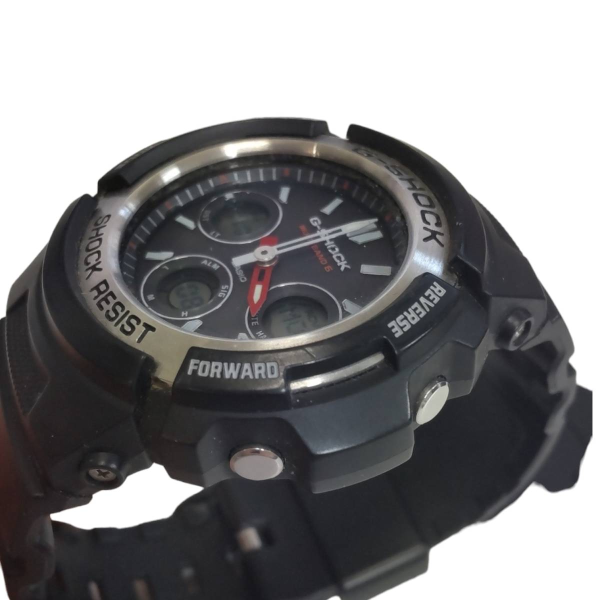 【中古品】CASIO カシオ G-SHOCK AWG-M100 ブラックｘシルバー タフソーラー アナデジ メンズ腕時計 箱無し hiL5141RO_画像2