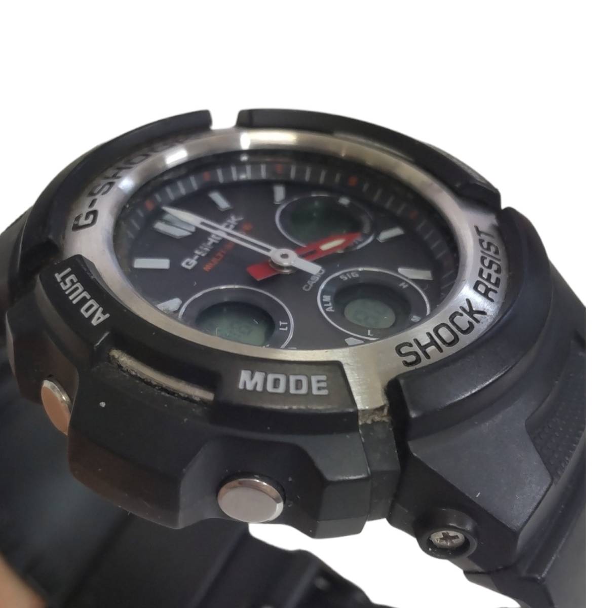 【中古品】CASIO カシオ G-SHOCK AWG-M100 ブラックｘシルバー タフソーラー アナデジ メンズ腕時計 箱無し hiL5141RO_画像3