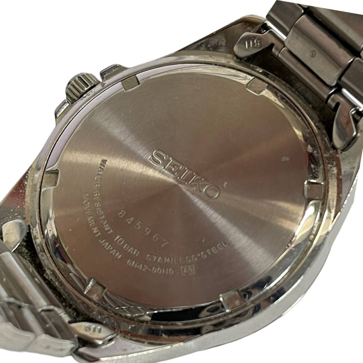 【中古品】SEIKO セイコー 100M 文字盤シルバー デイト クオーツ メンズ腕時計 箱無し 本体のみ hiL3567RO_画像4