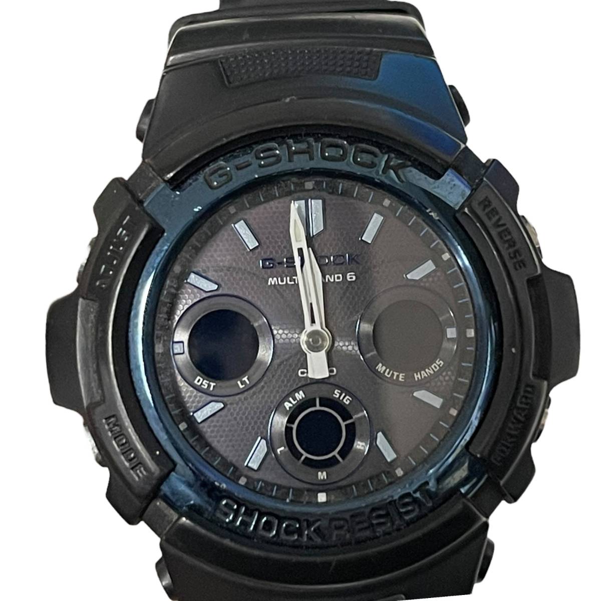 [Используемые товары] Casio G-Shock Casio AWG-M100A Радиочастоты Тесные солнечные черные x синие мужчины.