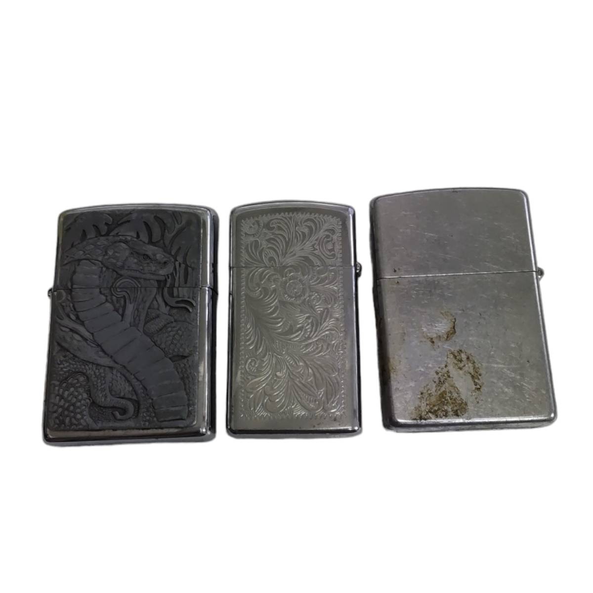 【中古品】 ZIPPO 3個セット ZIPPO(小)火花× 他2つ火花〇 オイルライター 喫煙グッズ L2-751RK_画像1