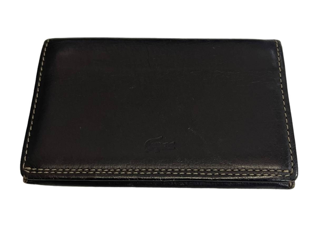 【中古品】 Lacoste ラコステ カードケース ブラックレザー メンズ小物 箱なし 本体のみ L57562RK_画像1