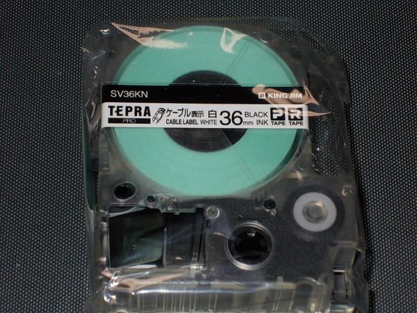 ◆新品テプラPROテープSV36KN・ケーブル表示白・黒文字◆の画像1