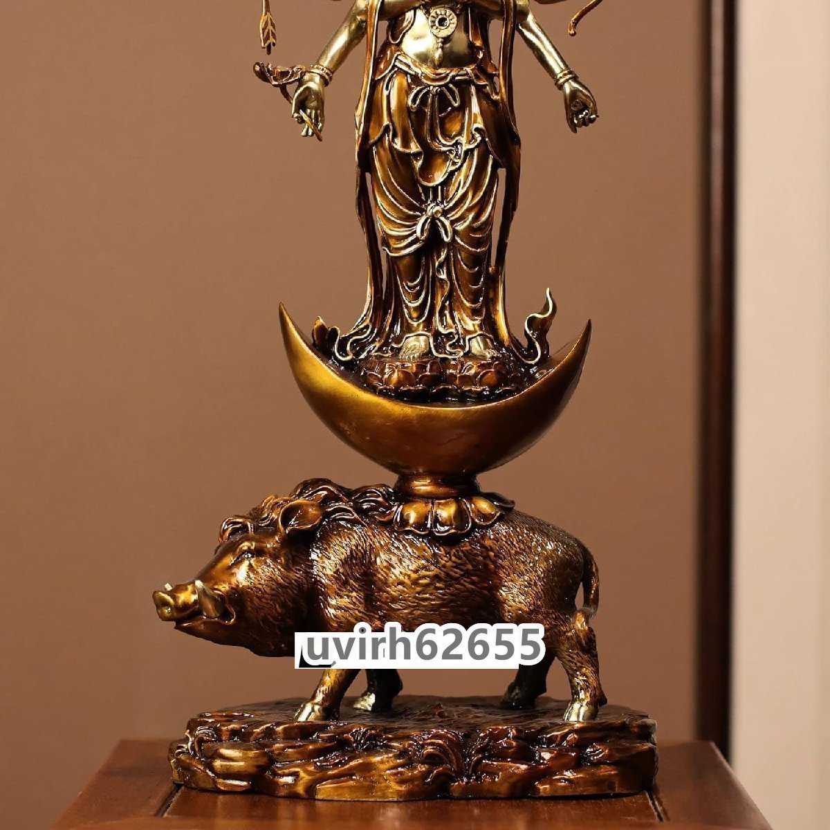 仏像【摩利支天立像】 真鍮製 （総高56cm、幅23cm、奥行き14cm） 守護神 仏像 フィギュア 諸天神 銅器_画像8