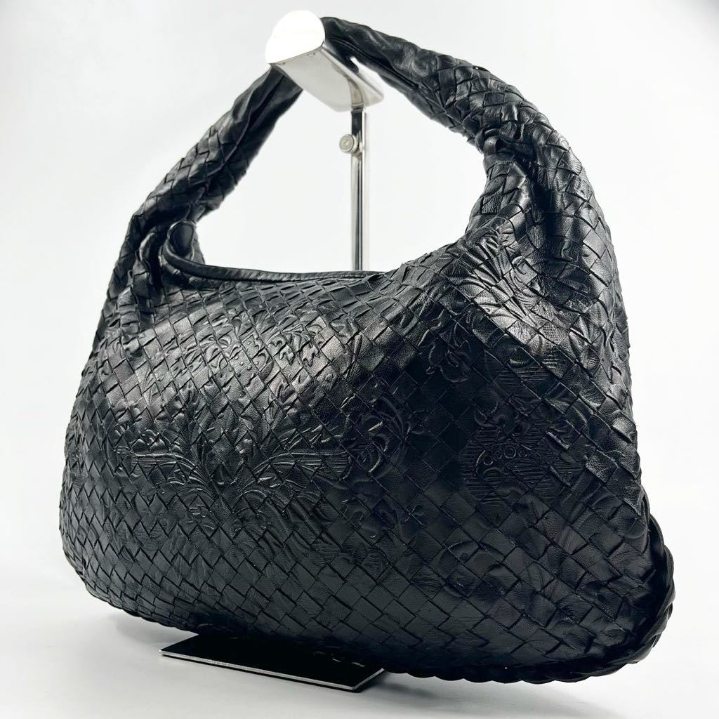 1円〜【美品】 ボッテガヴェネタ BOTTEGA VENETA ホーボー トートバッグ ショルダーバッグ イントレチャート ブラック 黒 ハンドバッグ_画像1