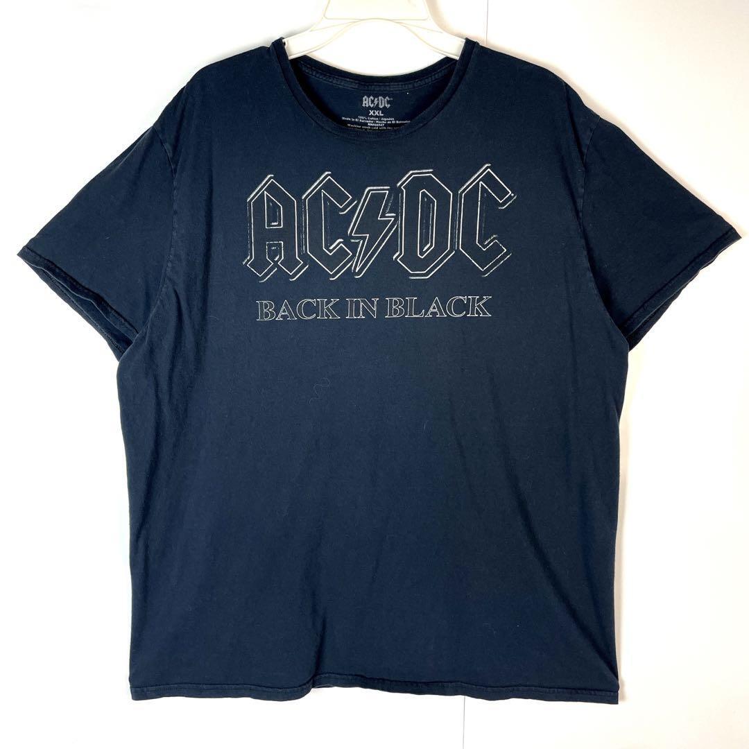 AC/DCバンドTシャツバンTロックTバックインブラック プリントヴィンテージ_画像1