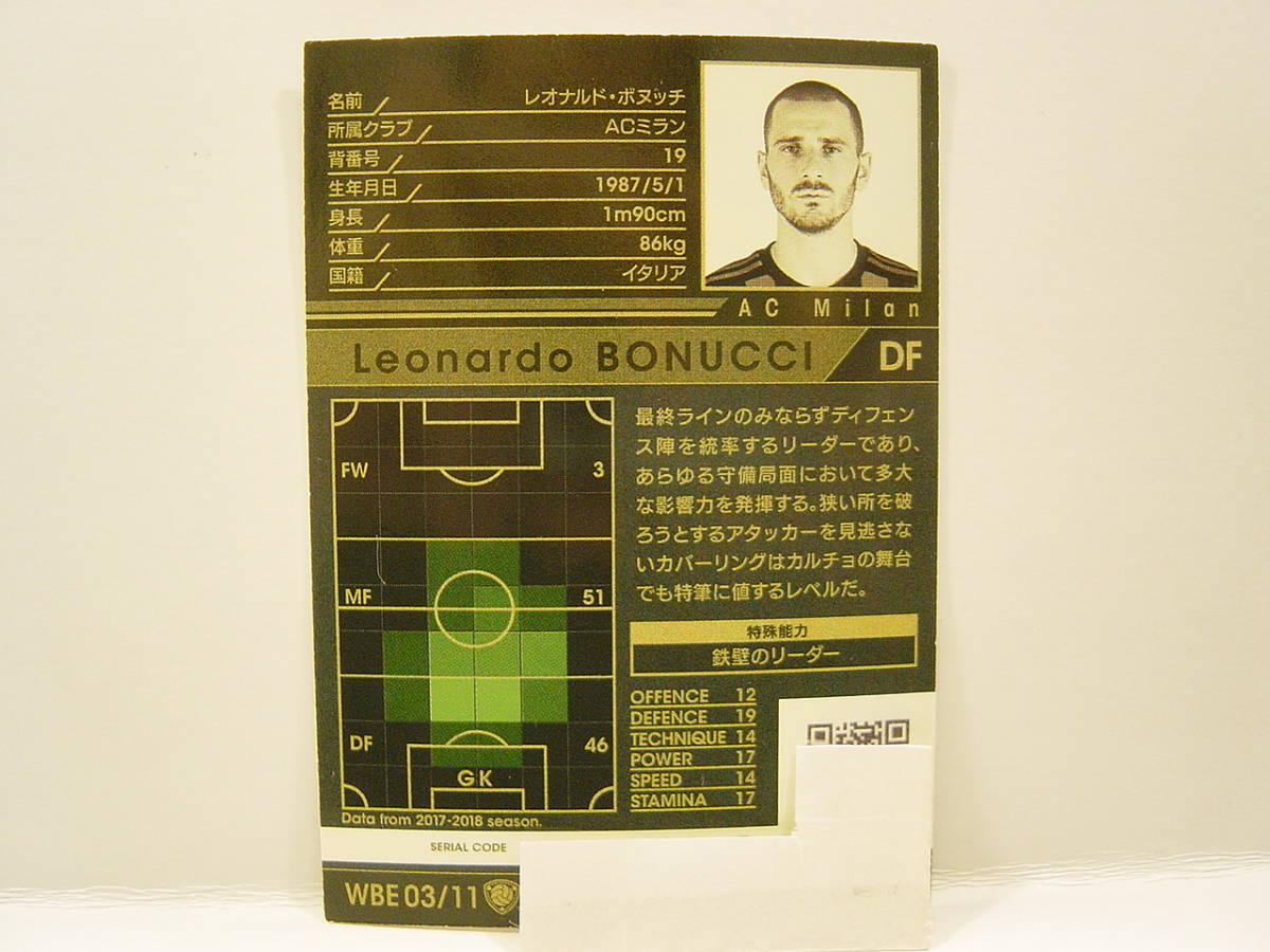 ■ WCCF 2017-2018 WBE レオナルド・ボヌッチ　Leonardo Bonucci 1987 Italy　AC Milan 17-18 World Best Eleven_画像4