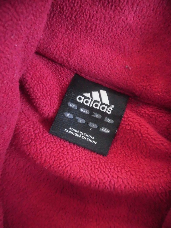 adidas アディダス ナイロン切替 フリースジャケットL/ジップアップ フリース ブルゾン/メンズ/ワインレッド ネイビー_画像8