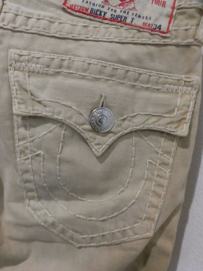 USA製 TRUE RELIGION トゥルーレリジョン 太ステッチ デニムパンツW28/バックフラップポケット ジーンズ/メンズ/米国製 アメリカ製_画像5