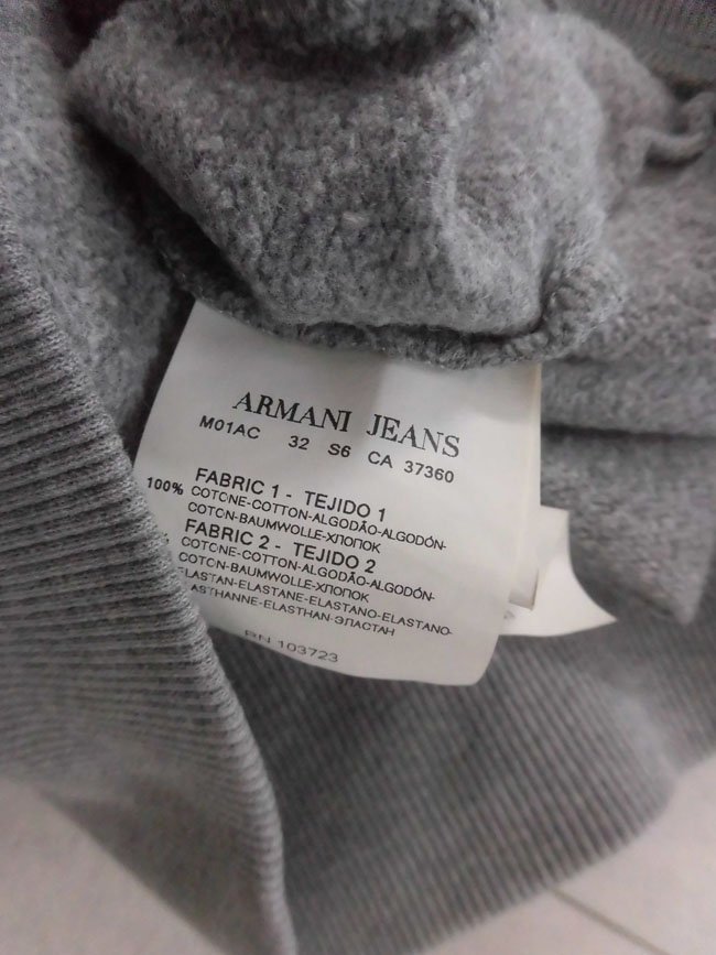 ARMANI JEANS アルマーニジーンズ ロゴプリント スウェット ジップパーカー/US S EU M/ZIPフーディ/ジップアップ パーカー/グレー/メンズ_画像6