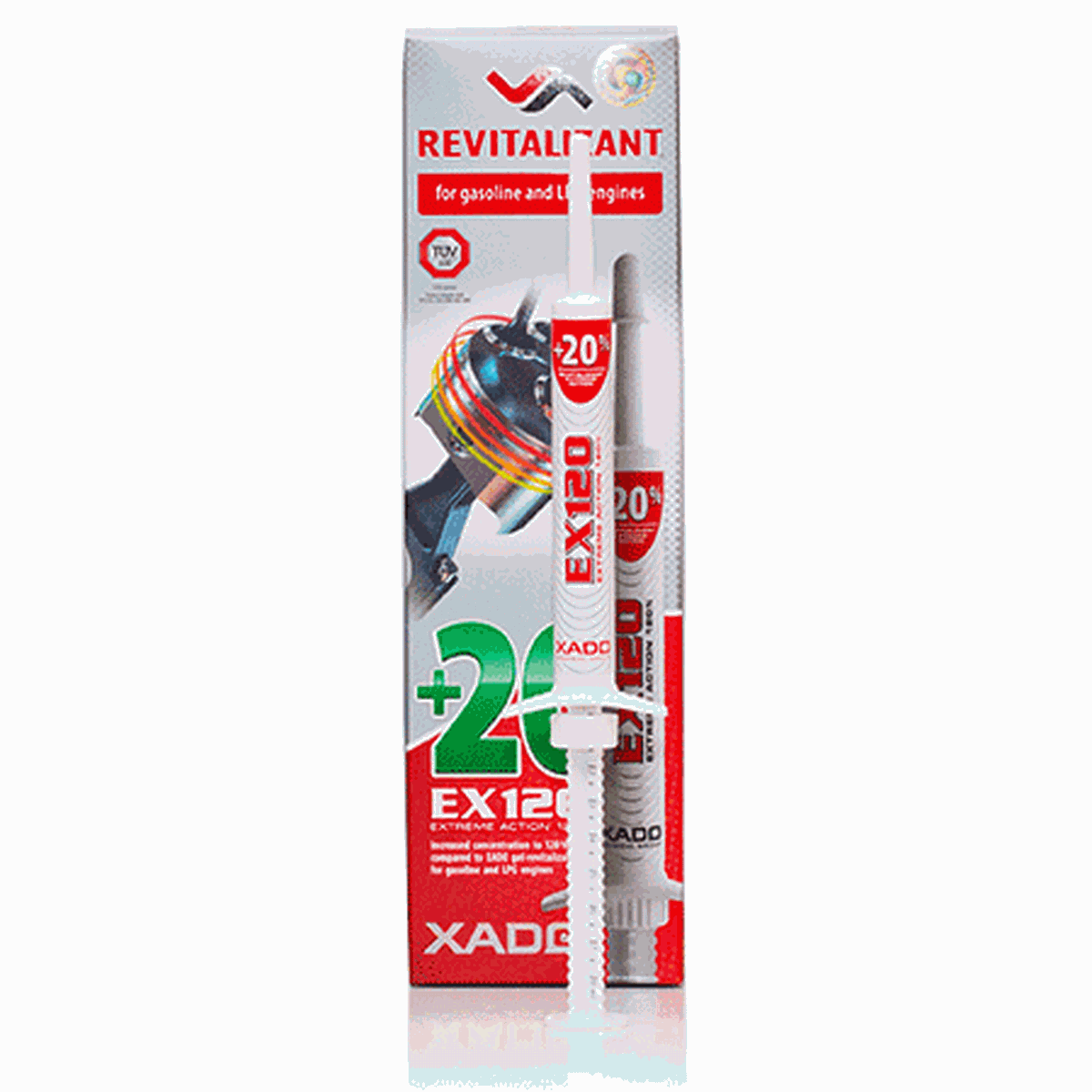 新品! XADO（ハドゥ） EX120 ガソリン/LPGエンジン 添加剤 8ml 1本　レビタリザント処理 サーメット被膜 金属保護　_箱パッケージ