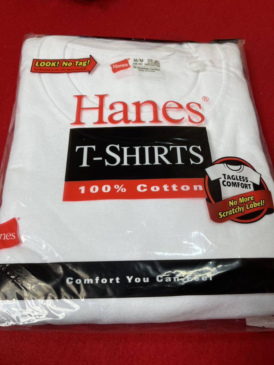 B15 未開封　Hanes ヘインズ　 T-SHIRTS メンズ　Crew N eck T-Shirts 白、黒　クルーネック　サイズM 3枚入り6点セット　まとめて_画像6
