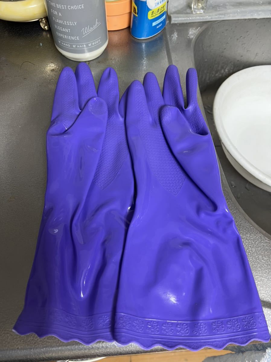  Bill pearl. rubber gloves vinyl gloves used L purple color 