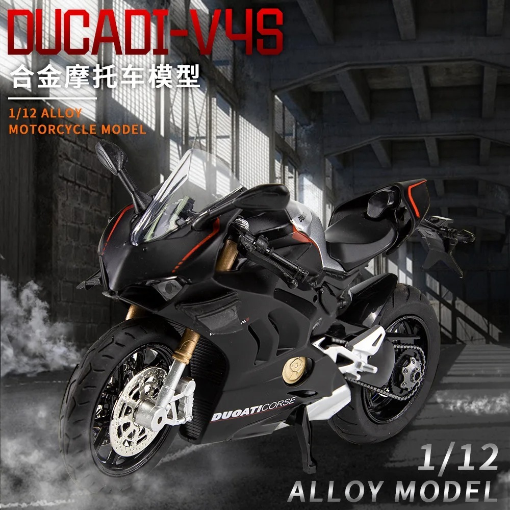 バイク ミニカー 1/12スケール 合金 DUCATI V4S ドゥカティ ミニチュア オートバイ 可動 レッド サウンド ライト おもちゃ 611_画像4