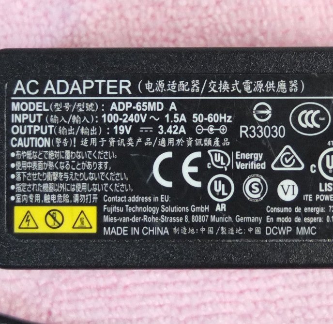 富士通 ACアダプタ FMV-AC342A ADP-65MD A FPCAC162 19V-3.42A プラグ外径3.4mmの画像2