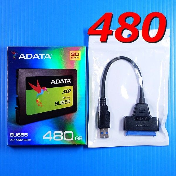 【SSD 480GB】ADATA Ultimate SU655 w/USBケーブル