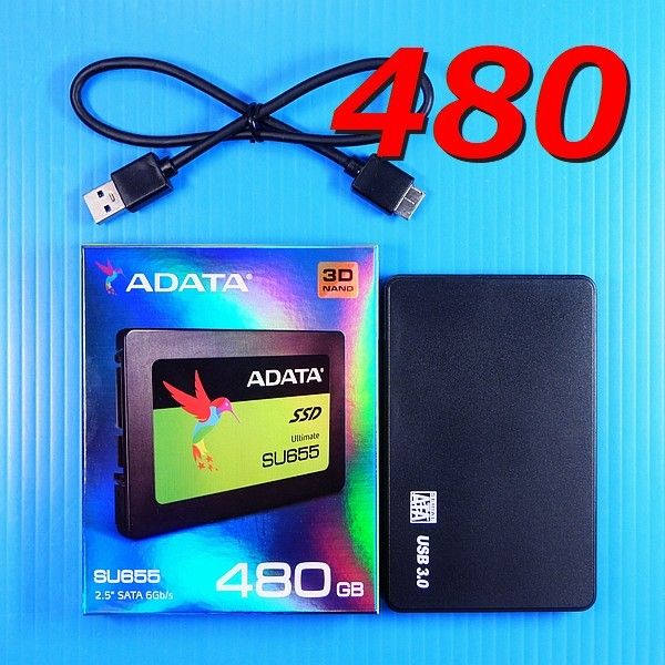 【SSD 480GB】ADATA Ultimate SU655 w/USBポータブルケース