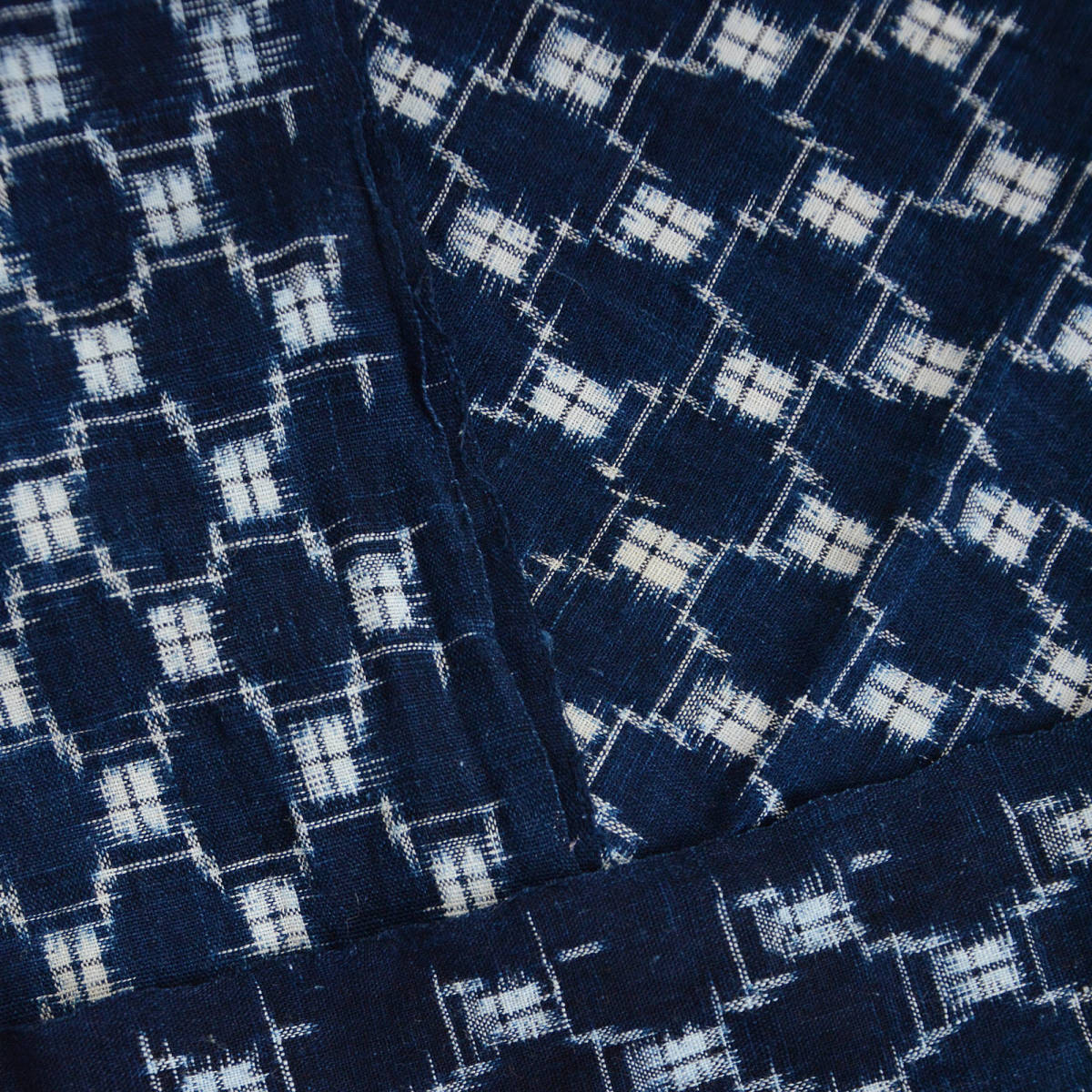 古布藍染木綿絣生地ジャパンヴィンテージファブリックテキスタイルリメイク素材 japanese fabric vintage cotton indigo kasuri textile_画像1