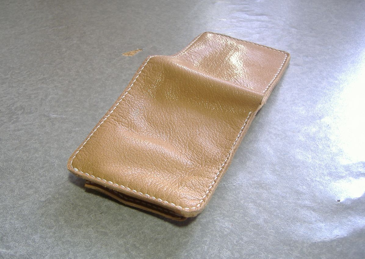 手縫いクロム革二つ折り財布カード入れ５柔革検索ハンドメイド_画像6