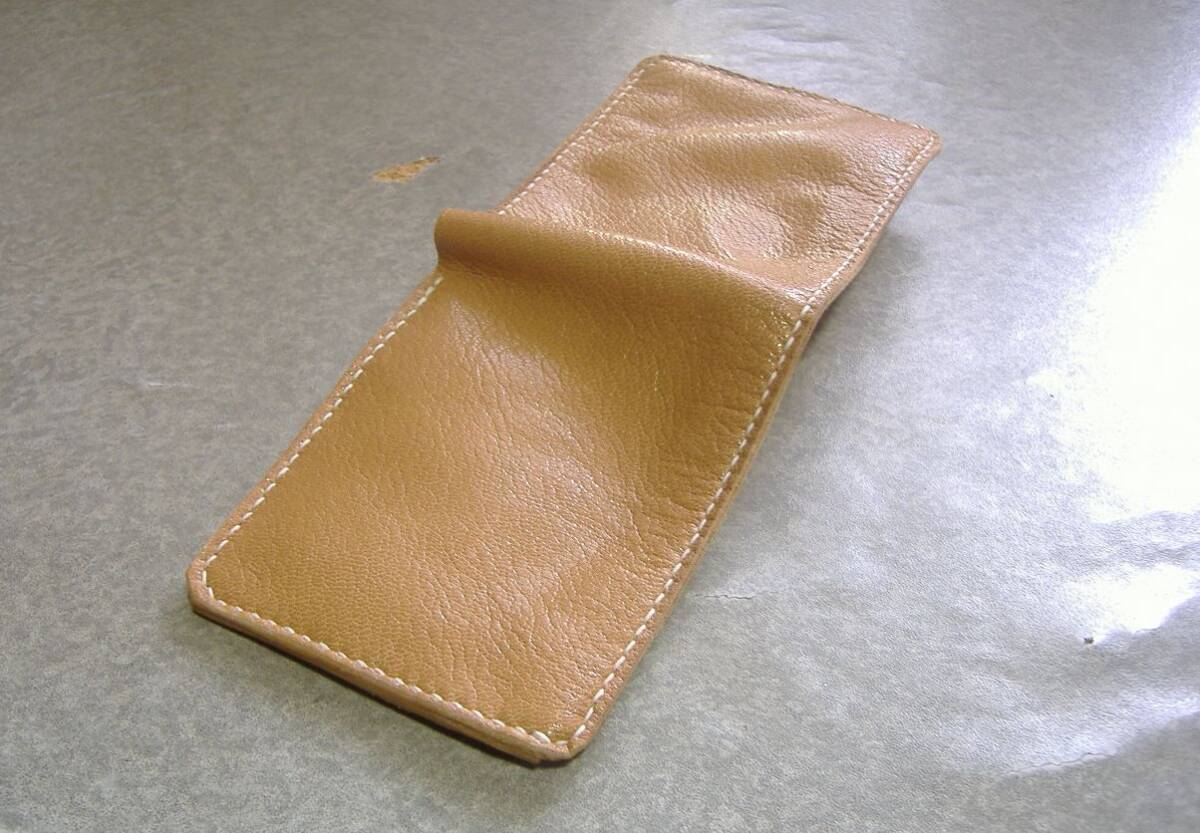 手縫いクロム革二つ折り財布カード入れ５柔革検索ハンドメイド_画像7