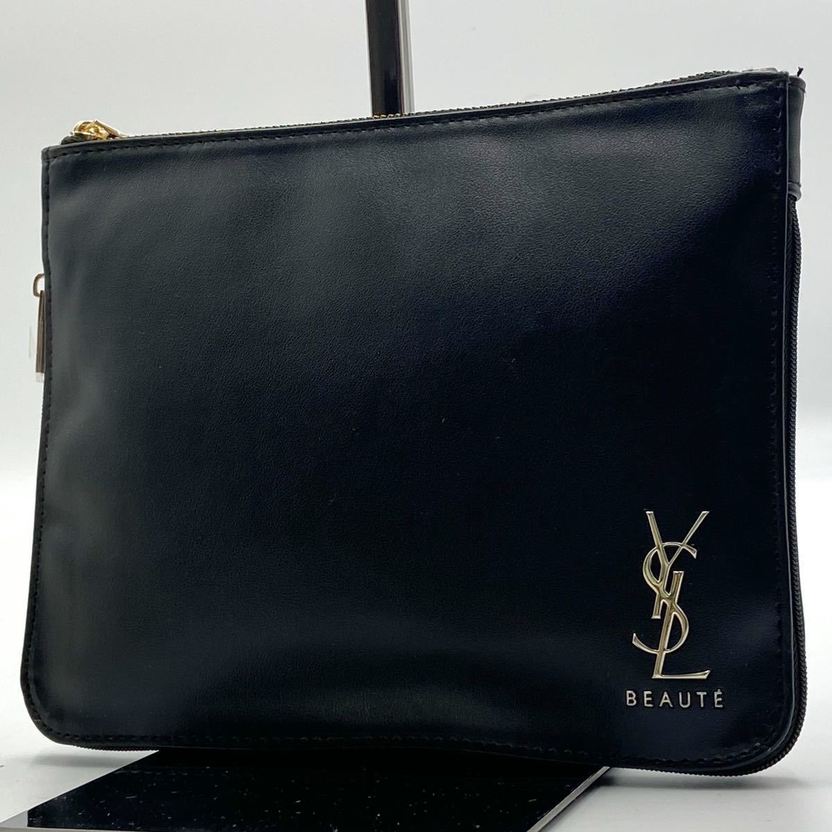 1円【新品未使用】YVES SAINT LAURENT YSL イヴサンローラン セカンドバッグ クラッチバッグ ロゴ レザー 本革 メンズ ゴールド金具_画像1